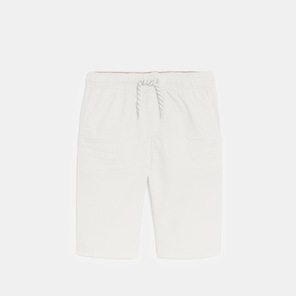 Bermuda slim en toile unie blanc garçon Bermuda slim en toile unie blanc garçon