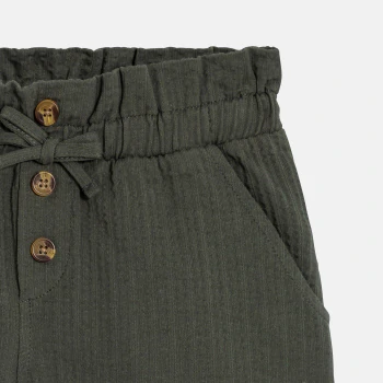 Short taille haute uni vert cyprès fille