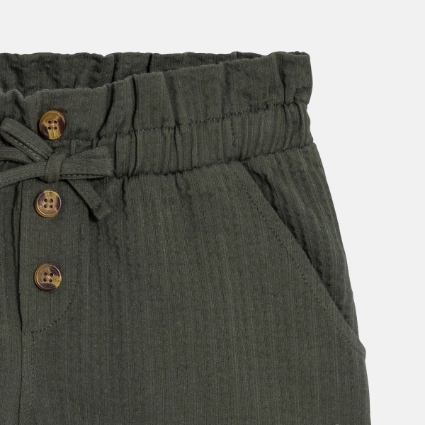 Short taille haute uni vert cyprès fille