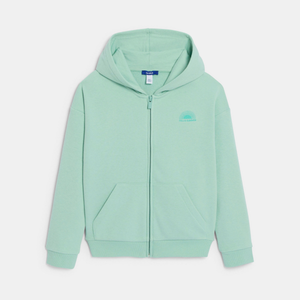 Sweat-shirt uni à capuche vert Fille Sweat-shirt uni à capuche vert Fille