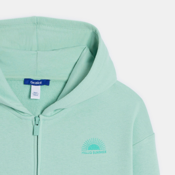 Sweat-shirt uni à capuche vert Fille Sweat-shirt uni à capuche vert Fille