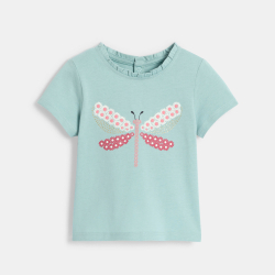 T-shirt libellule en relief bleu bébé fille