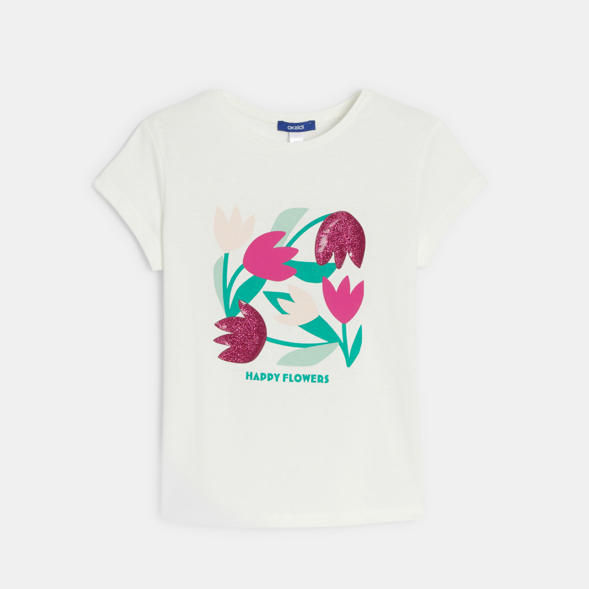 T-shirt imprimé manches courtes blanc Fille T-shirt imprimé manches courtes blanc Fille