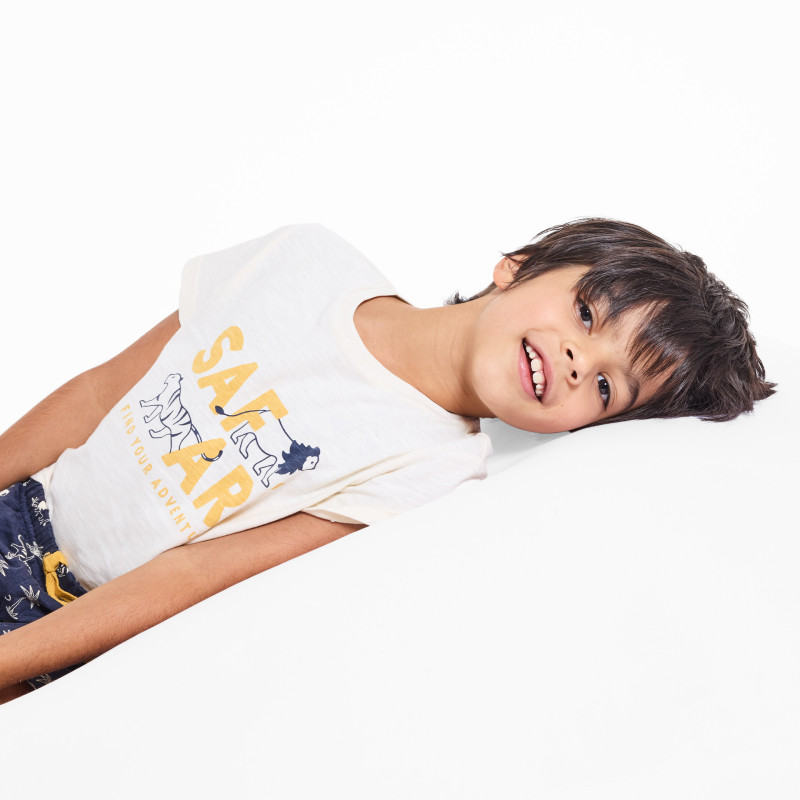 Boy's beige 2-piece summer pyjamas with safari motif Boy's beige 2-piece summer pyjamas with safari motif