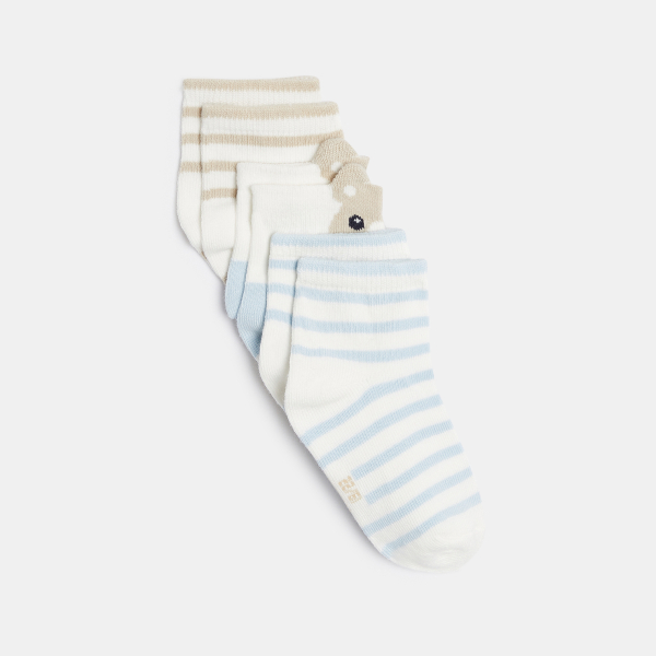 Chaussettes basses rayées beige bébé garçon (lot de 3) Chaussettes basses rayées beige bébé garçon (lot de 3)