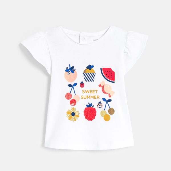 T-shirt impression fruits blanc bébé fille T-shirt impression fruits blanc bébé fille