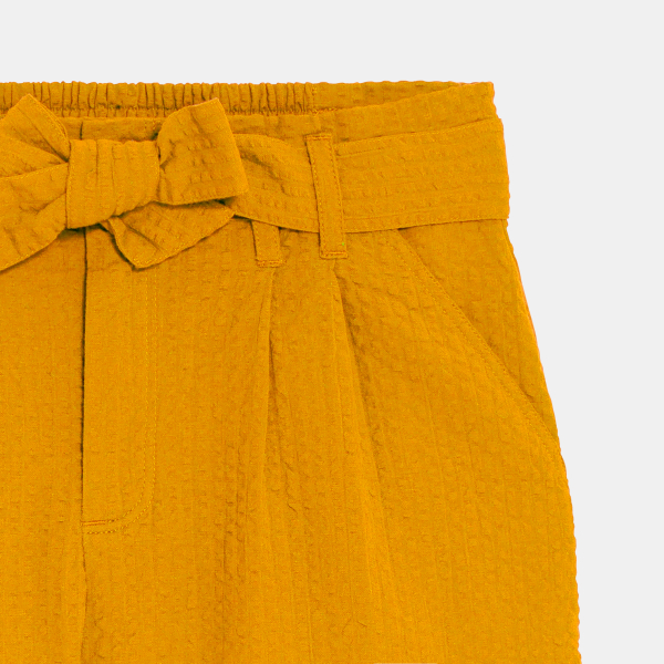 Short uni ceinturé jaune Fille Short uni ceinturé jaune Fille