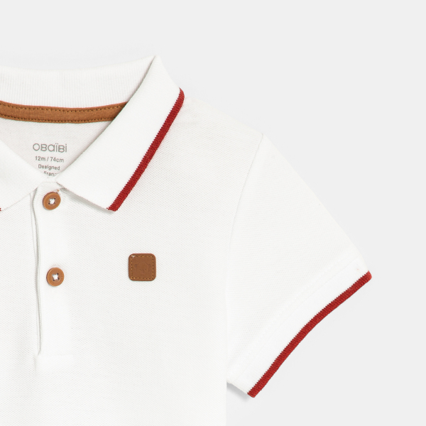 Polo maille piquée blanc bébé garçon Polo maille piquée blanc bébé garçon