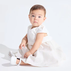 Baby girl's elegant 2-in-1 dress with shiny stripes