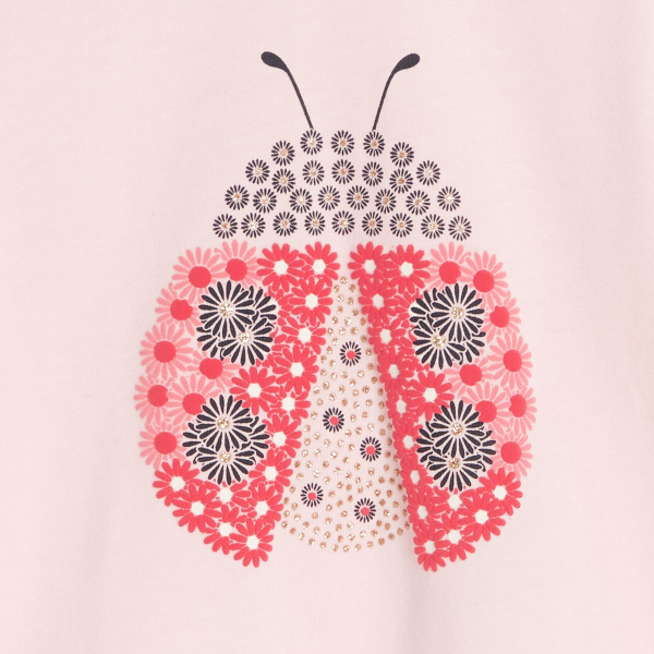 T-shirt coccinelle en relief rose bébé fille T-shirt coccinelle en relief rose bébé fille