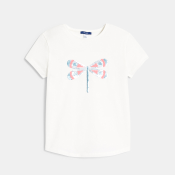 T-shirt à sequins magiques blanc Fille