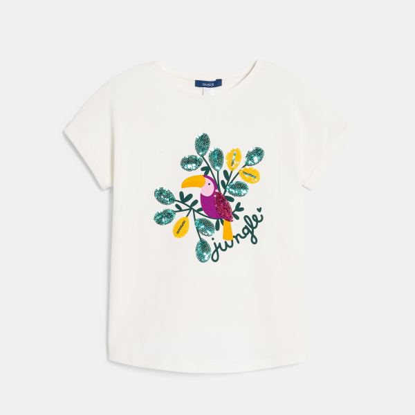 T-shirt motif toucan blanc Fille T-shirt motif toucan blanc Fille