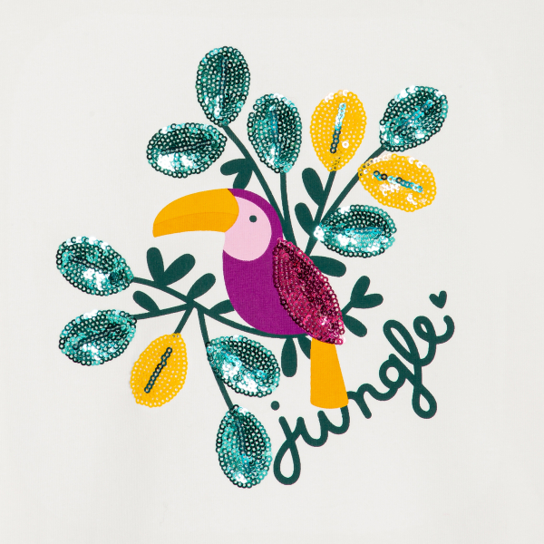 T-shirt motif toucan blanc Fille T-shirt motif toucan blanc Fille