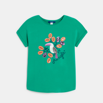 T-shirt motif toucan vert Fille