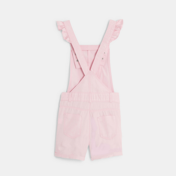 Salopette-short en lyocell rose Fille Salopette-short en lyocell rose Fille