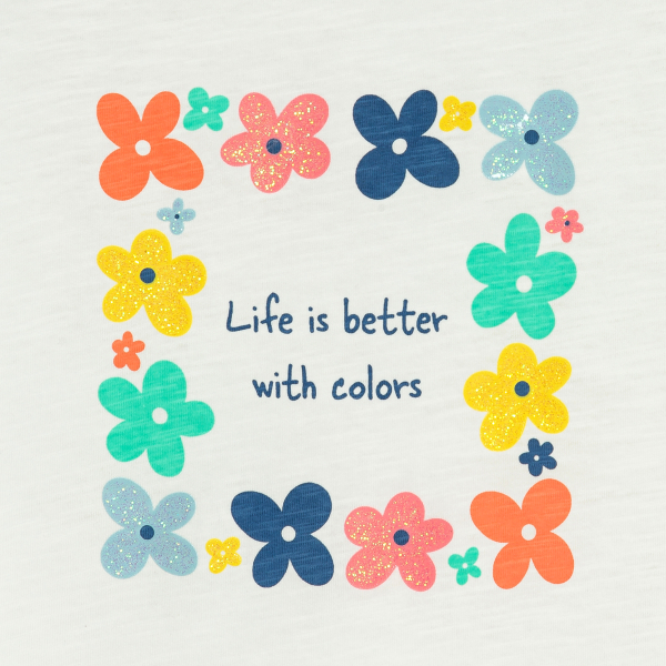 Girl's white short-sleeve T-shirt with slogan Girl's white short-sleeve T-shirt with slogan