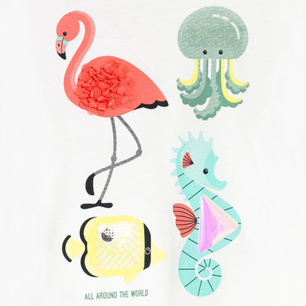 T-shirt sensoriel animaux blanc bébé fille T-shirt sensoriel animaux blanc bébé fille