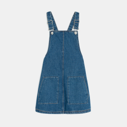 Girl's black denim dungaree...