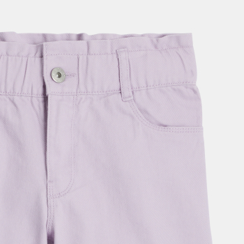 Girls' mauve canvas Bermuda shorts