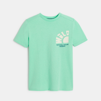 T-shirt à message motif devant et dos vert Garçon