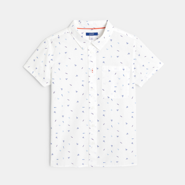 Boy's short-sleeve palm tree motif shirt. Boy's short-sleeve palm tree motif shirt.