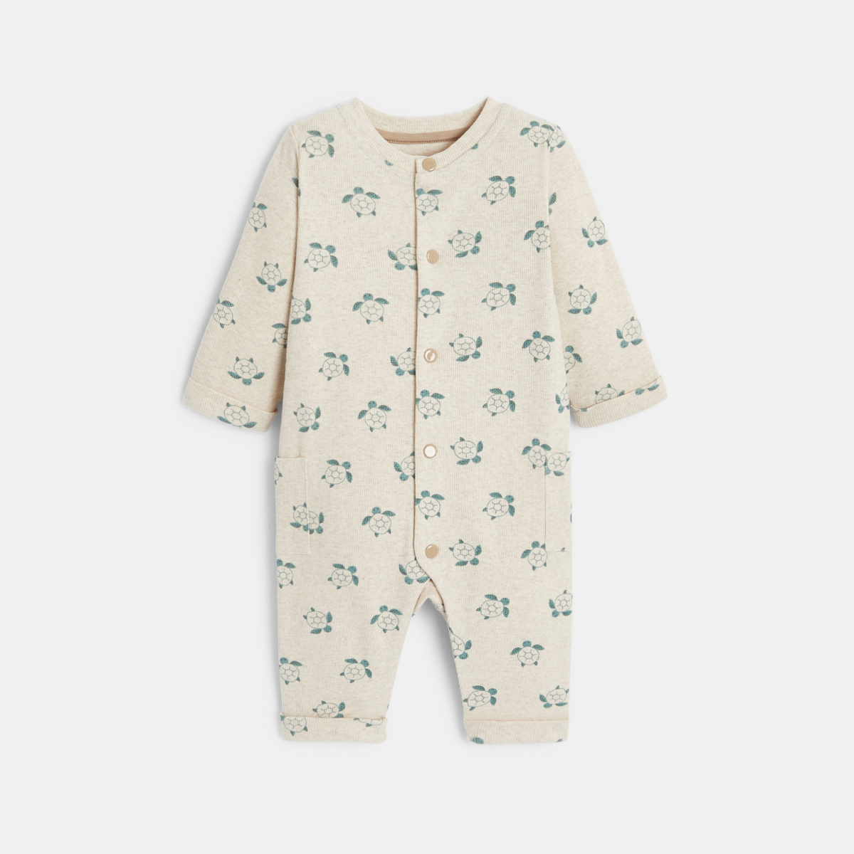 Combinaison longue maille tortues vert bébé garçon Combinaison longue maille tortues vert bébé garçon