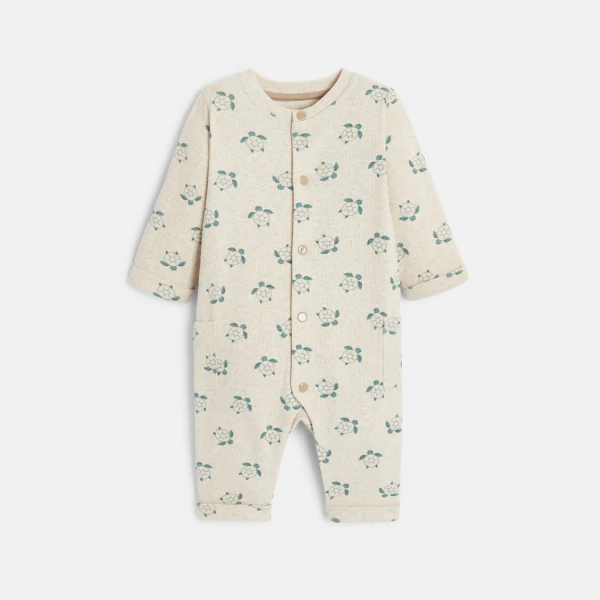Combinaison longue maille tortues vert bébé garçon