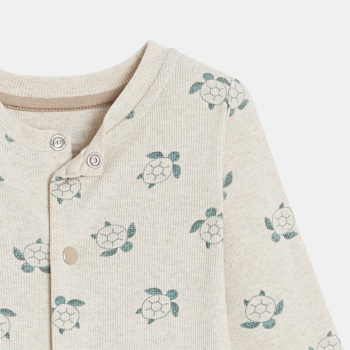 Combinaison longue maille tortues vert bébé garçon