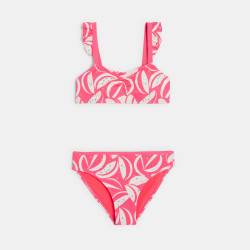 Maillot de bain 2 pièces imprimé rose Fille
