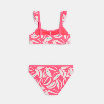 Maillot de bain 2 pièces imprimé rose Fille