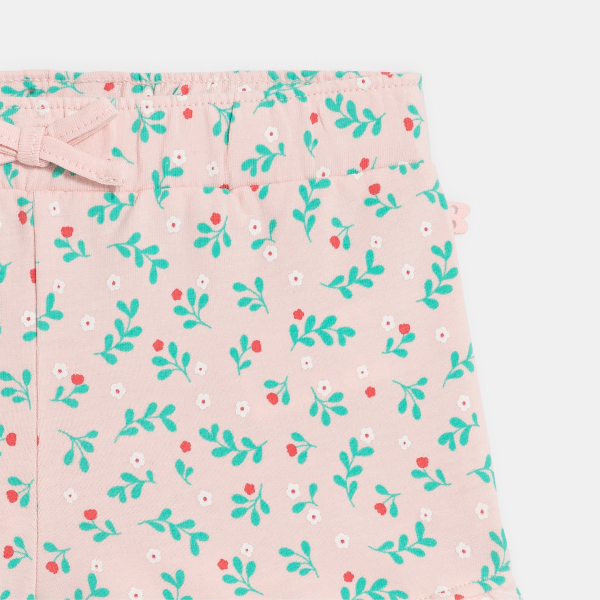 Short en molleton léger fleuri rose bébé fille Short en molleton léger fleuri rose bébé fille