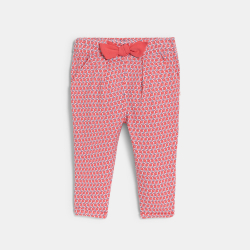 Pantalon imprimé graphique taille élastique rose bébé fille