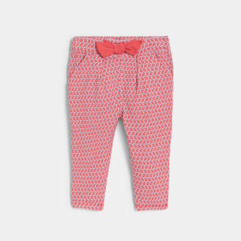 Pantalon imprimé graphique taille élastique rose bébé fille