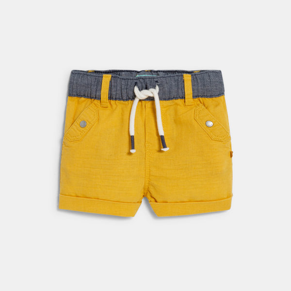 Short en lin et coton jaune bébé garçon Short en lin et coton jaune bébé garçon