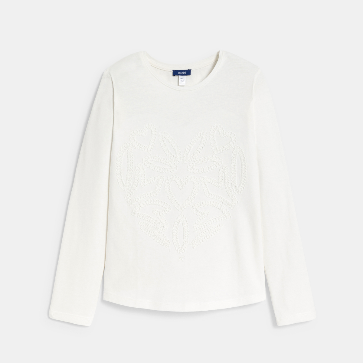 T-shirt manches longues brodé blanc Fille T-shirt manches longues brodé blanc Fille