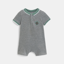 Boy's green piqué knit playsuit