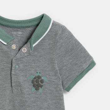 Combinaison courte maille piquée vert garçon