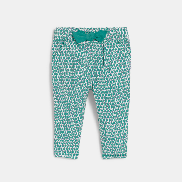 Pantalon imprimé graphique taille élastique bleu bébé fille Pantalon imprimé graphique taille élastique bleu bébé fille