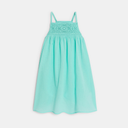 Robe à bretelles détail crochet bleu Fille