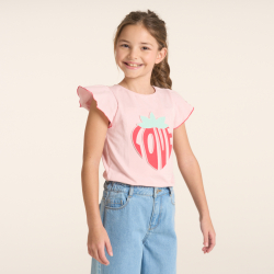 T-shirt manches courtes à message rose Fille
