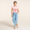 T-shirt manches courtes à message rose Fille T-shirt manches courtes à message rose Fille
