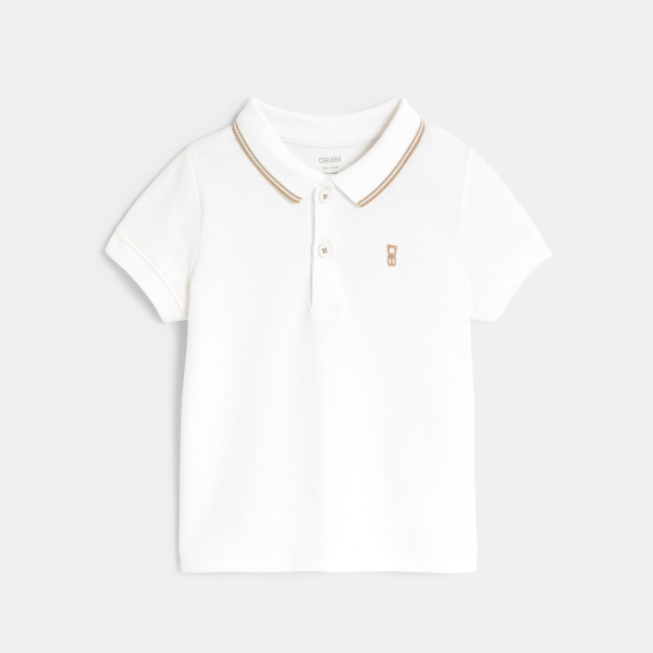 Polo maille piquée uni blanc bébé garçon Polo maille piquée uni blanc bébé garçon