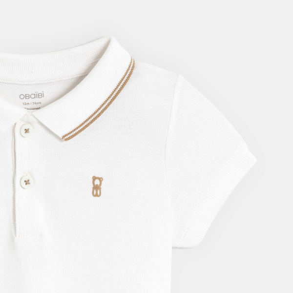 Polo maille piquée uni blanc bébé garçon Polo maille piquée uni blanc bébé garçon
