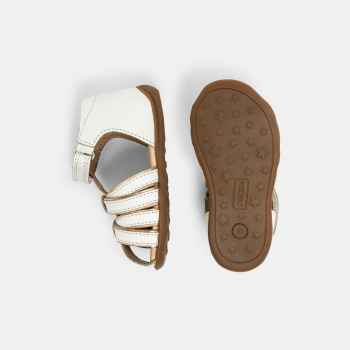 Sandales cuir premiers pas blanc bébé fille
