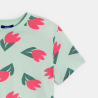 T-shirt court motif tulipe vert Fille T-shirt court motif tulipe vert Fille
