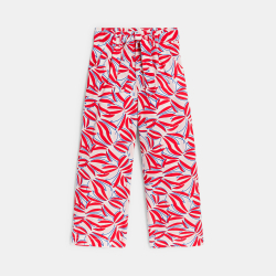 Pantalon large imprimé rouge fille