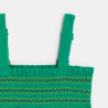 Robe à smocks en gaze de coton vert Fille Robe à smocks en gaze de coton vert Fille