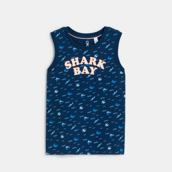 Boy's blue printed jersey vest top
