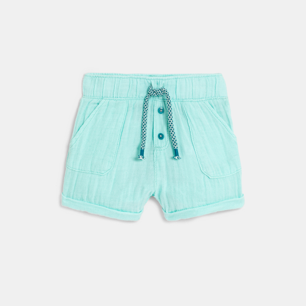 Short coton léger gaufré bleu bébé garçon Short coton léger gaufré bleu bébé garçon