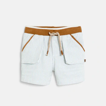 Short coton fantaisie rayé bleu bébé garçon